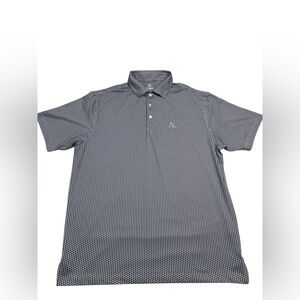 RHOBACK TEXAS STATE LOGO ALL OVER PRINT FLAG Mens Large Golf Polo Shirt Blue